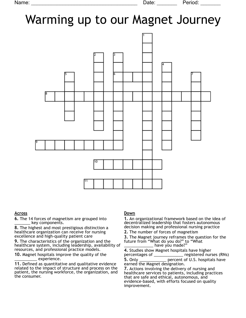 Warming up to our Magnet Journey Crossword
