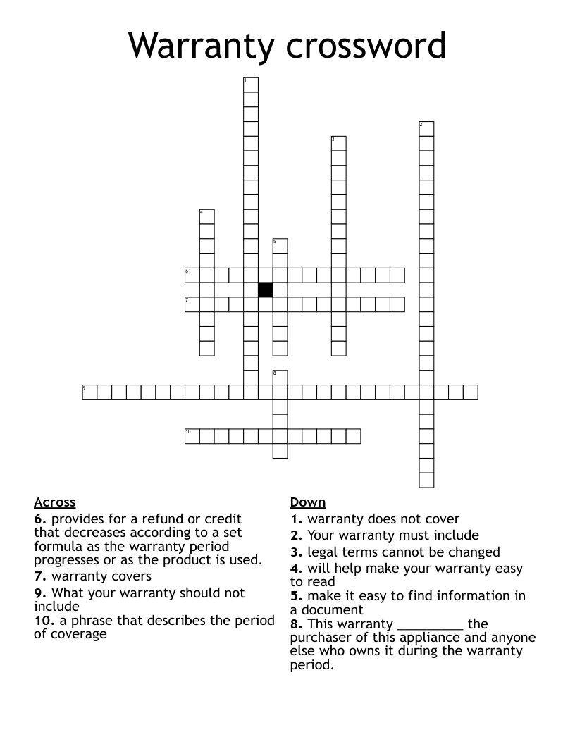 Warranty crossword