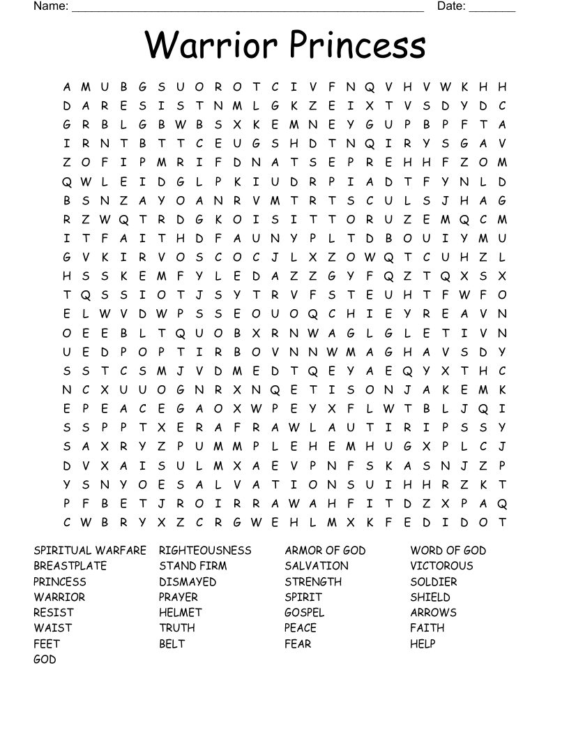 Warrior Princess   Word Search