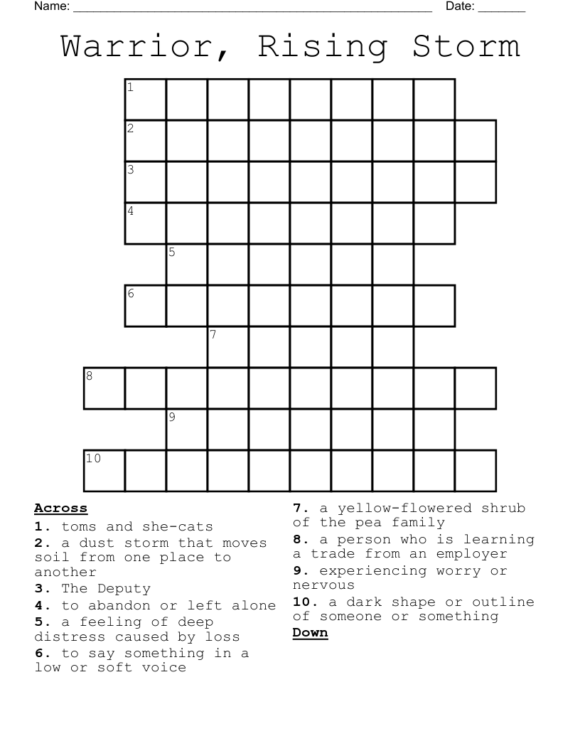 Warrior, Rising Storm Crossword