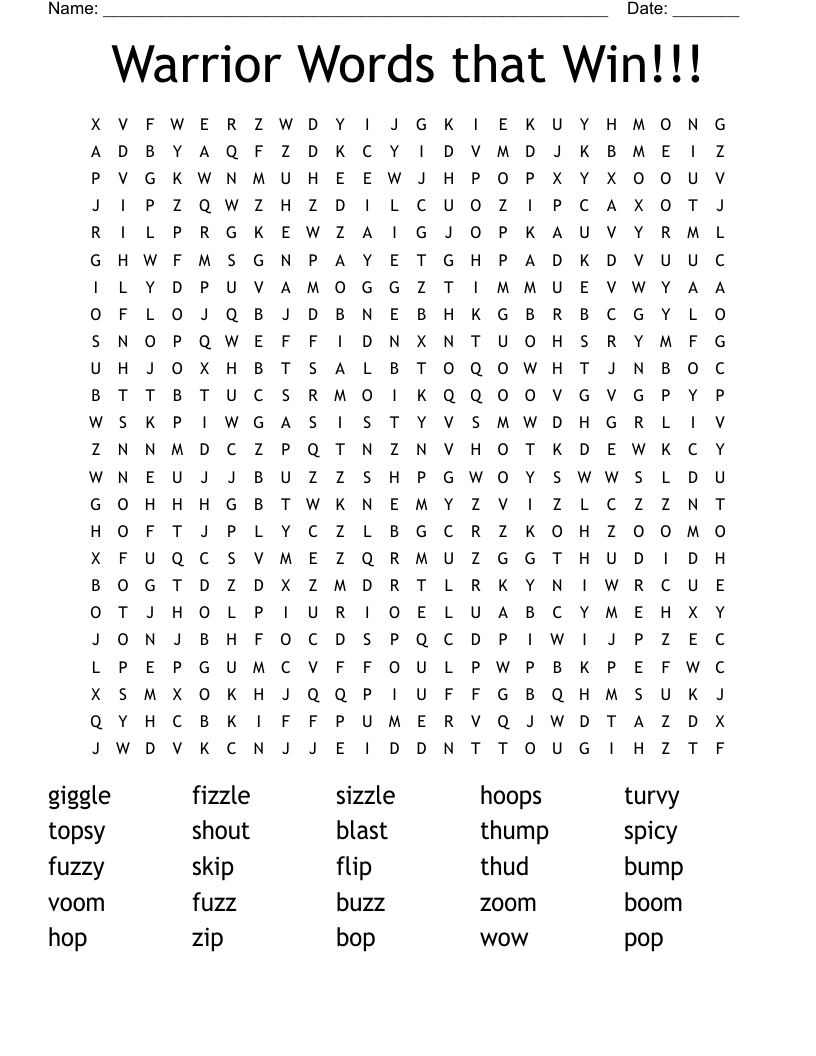 Warrior Words that Win!!! Word Search