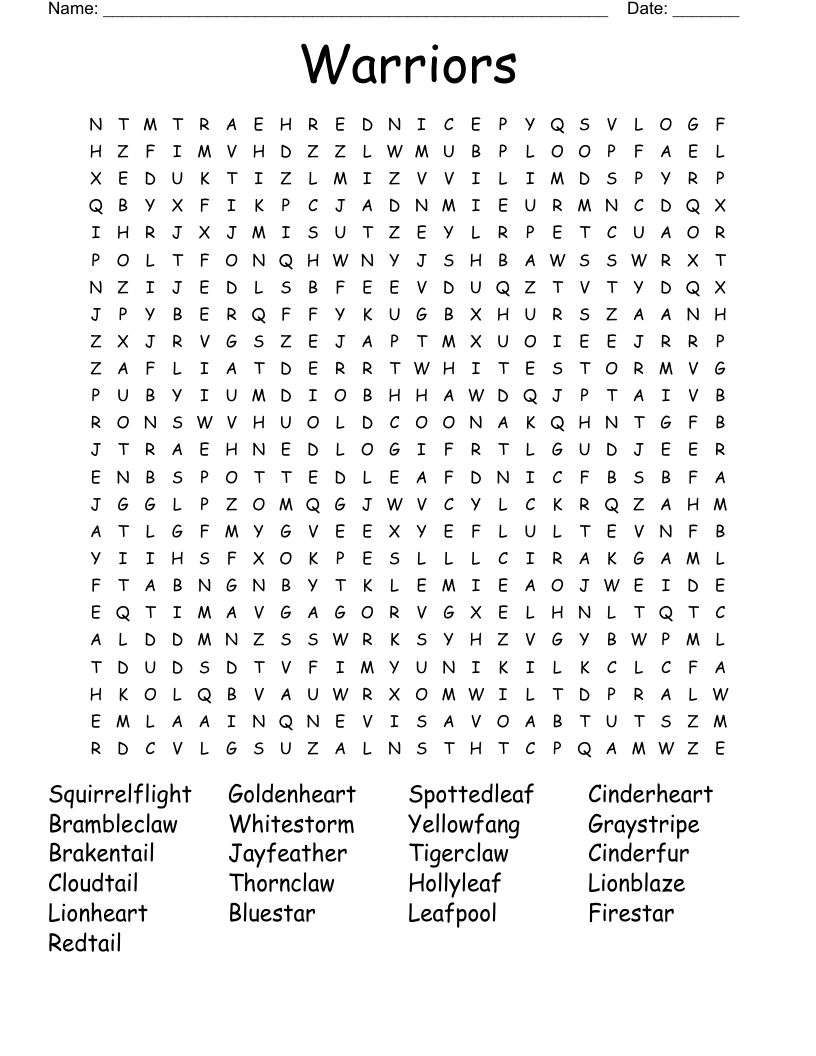 Warriors Word Search