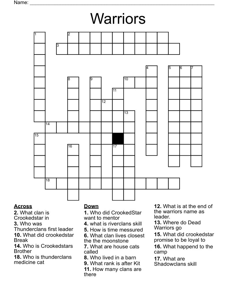 Warriors Crossword