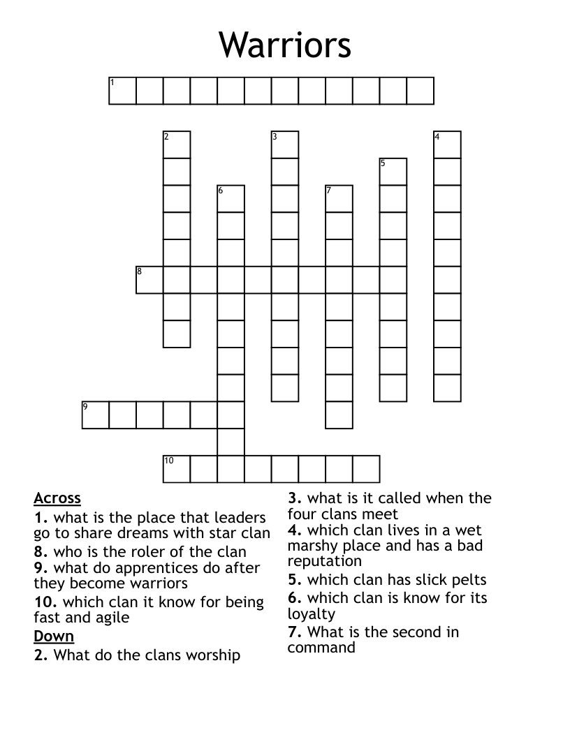 Warriors Crossword