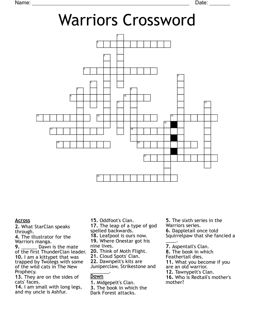 Warriors Crossword