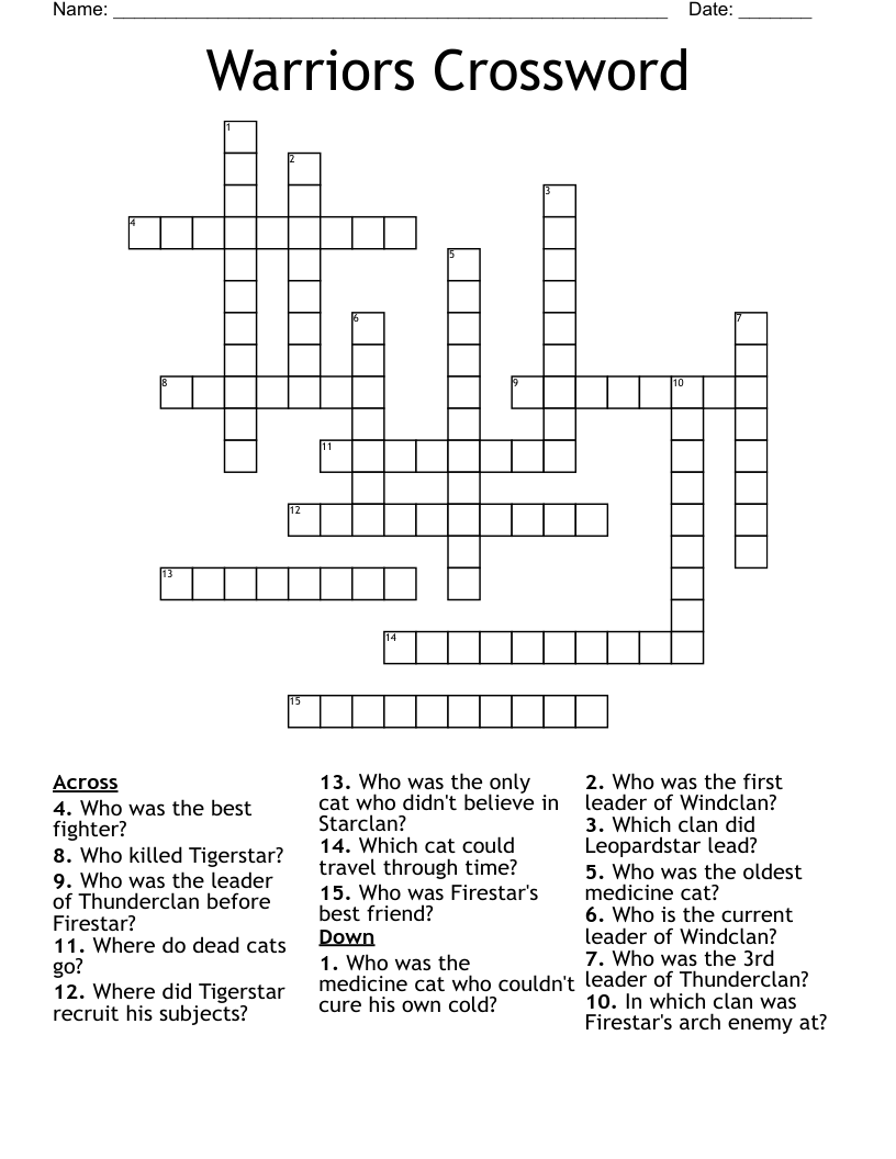 Warriors Crossword