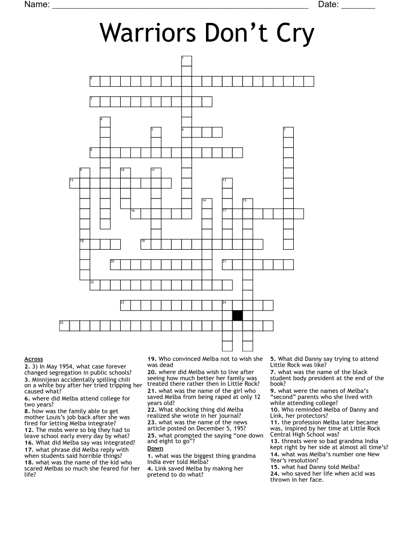 Warriors Don’t Cry Crossword