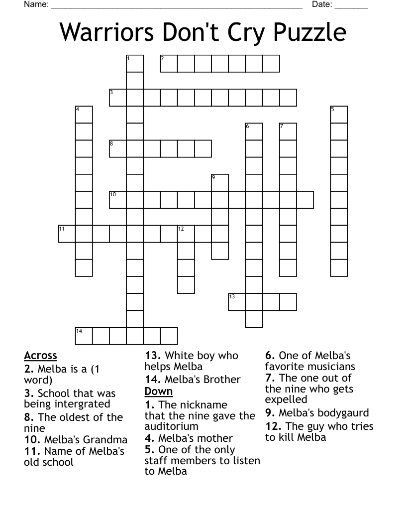 Warriors Don't Cry Puzzle Crossword