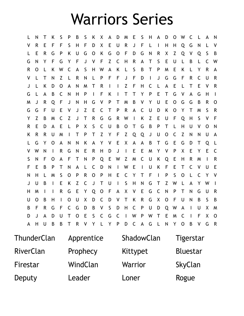 Warriors Series Word Search