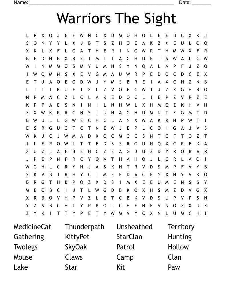 Warriors The Sight Word Search