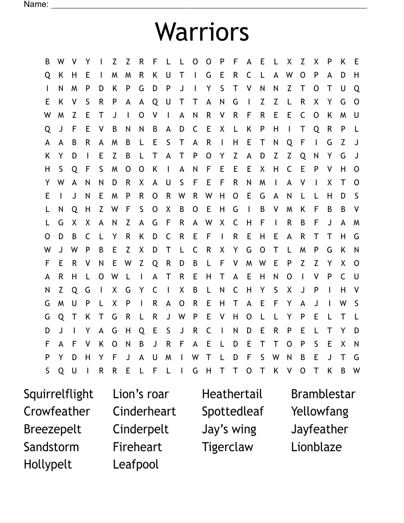 Warriors  Word Search