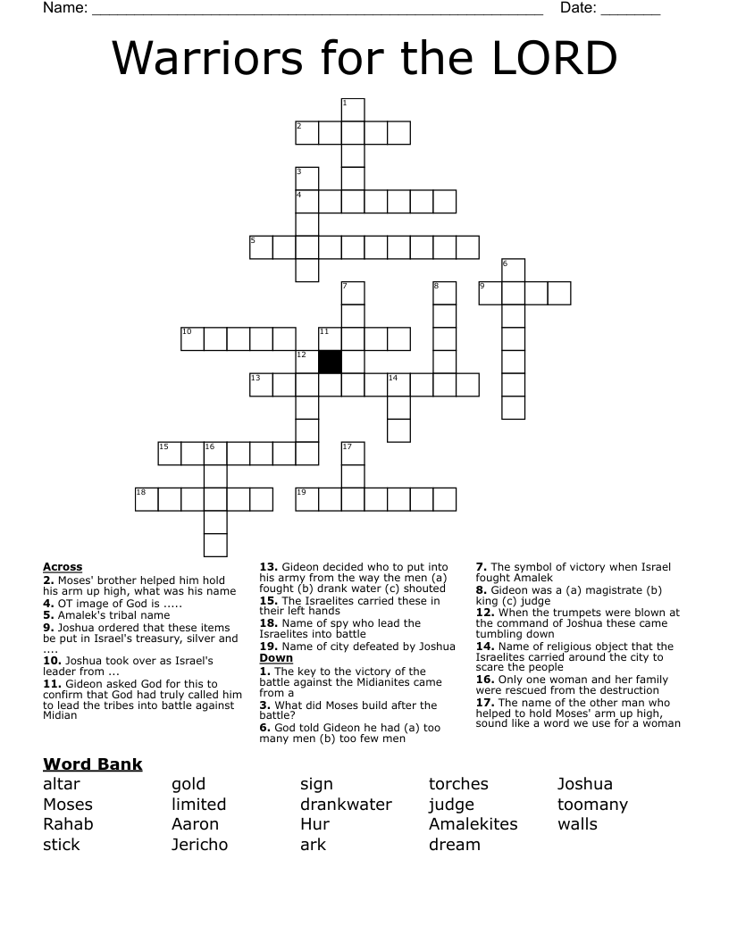 Warriors for the LORD Crossword
