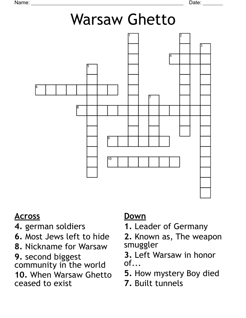 Warsaw Ghetto Crossword
