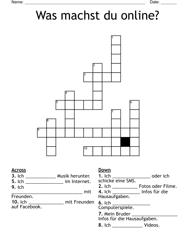 Was machst du  online? Crossword