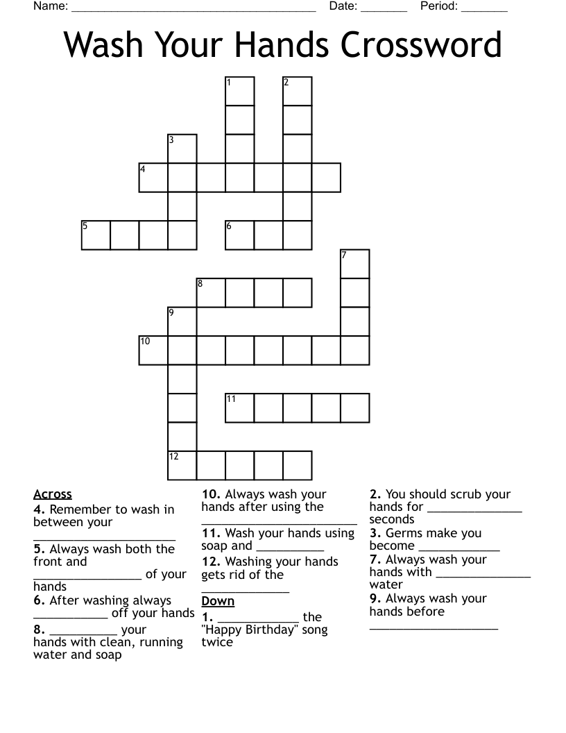 Wash Your Hands Crossword