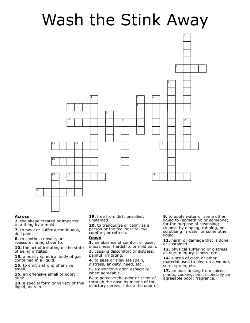 Wash the Stink Away Crossword