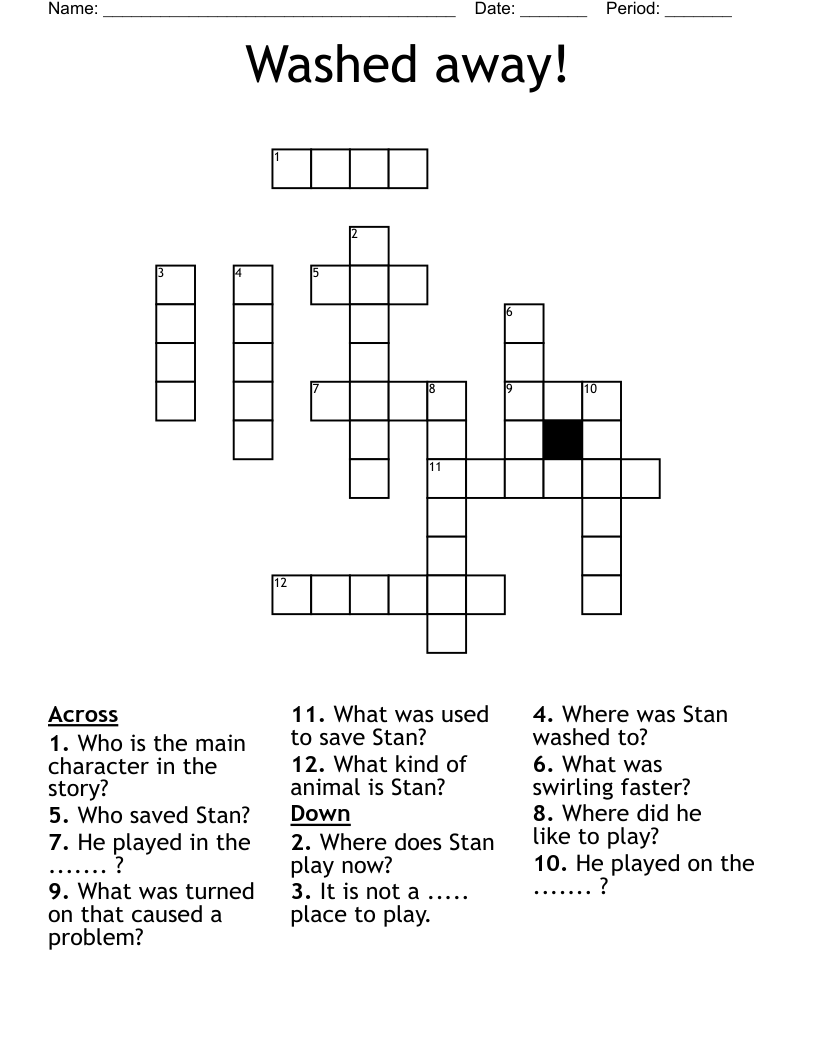 Washed away! Crossword