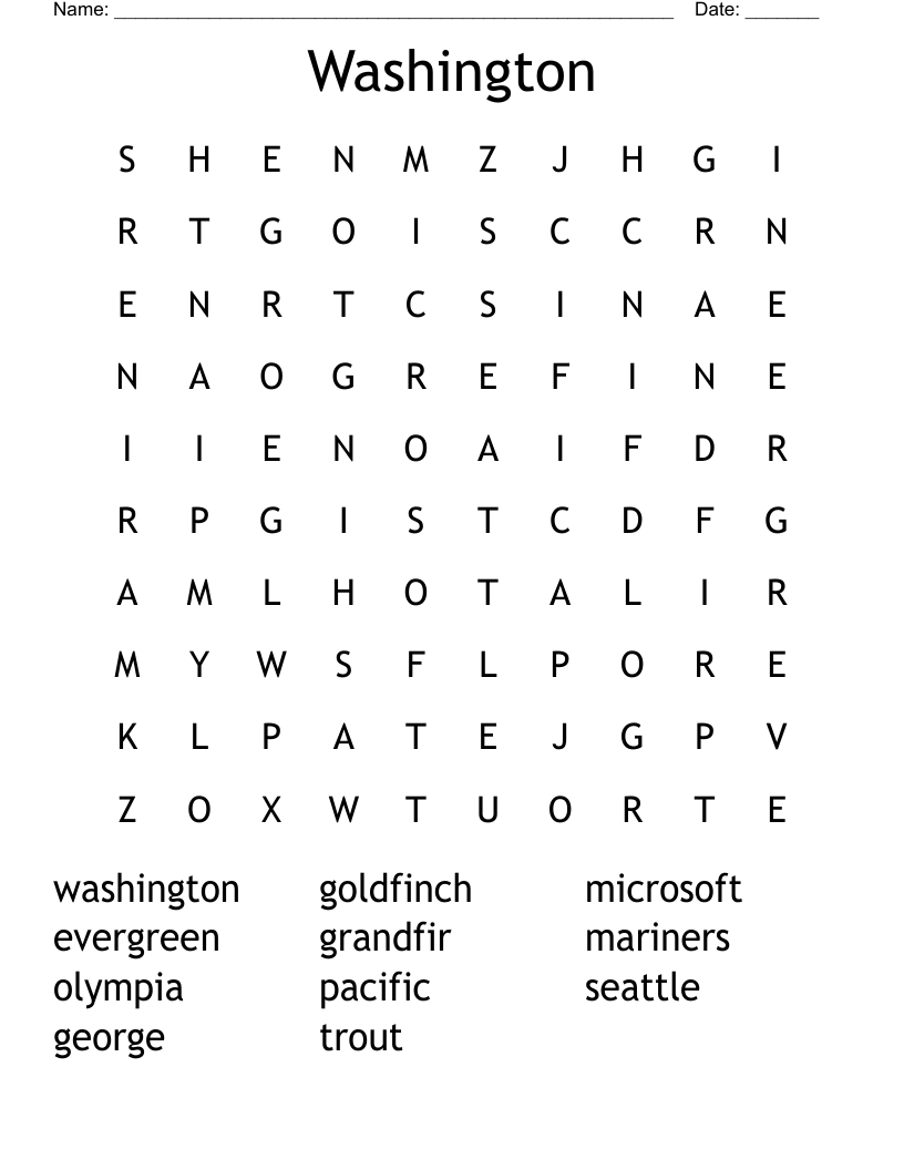 Washington Word Search