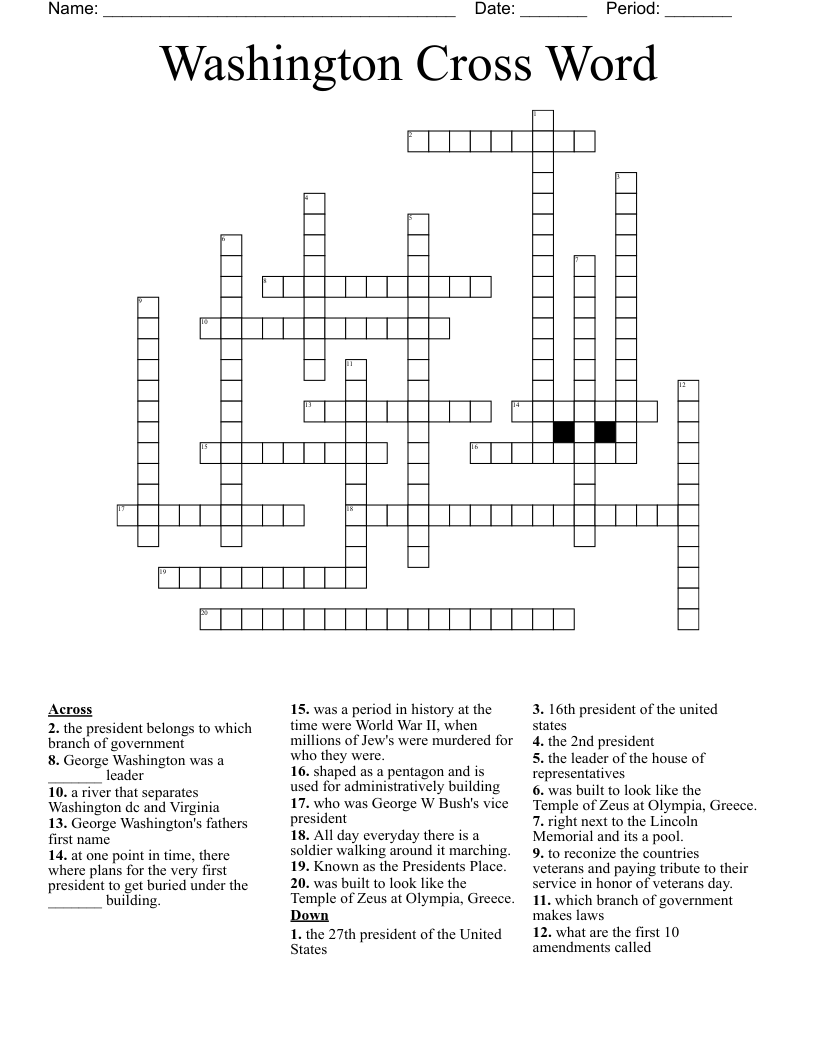 Washington Cross Word 