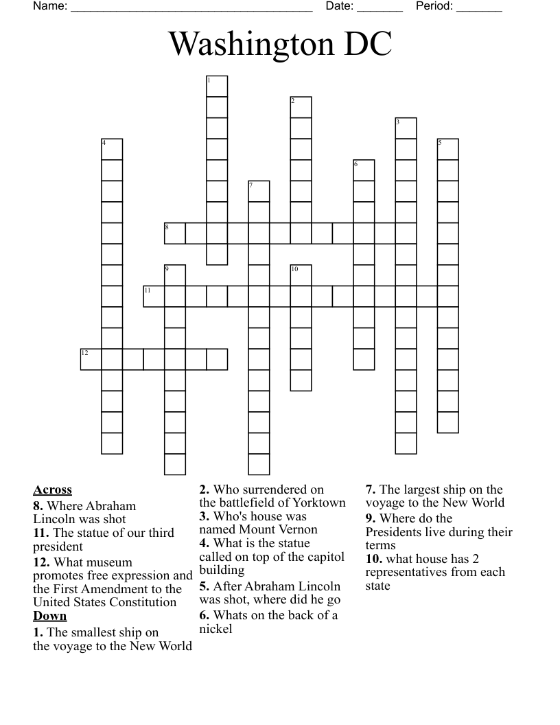 Washington DC Crossword