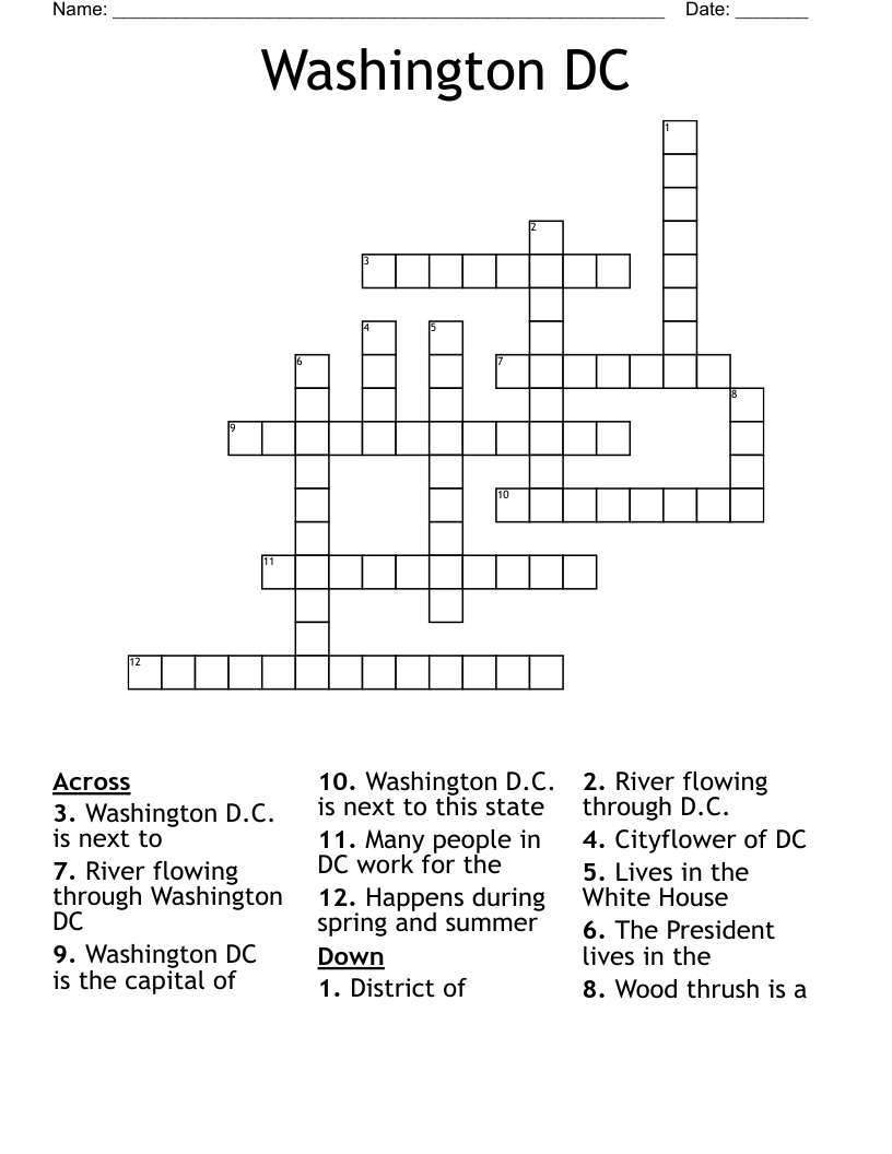 Washington DC Crossword