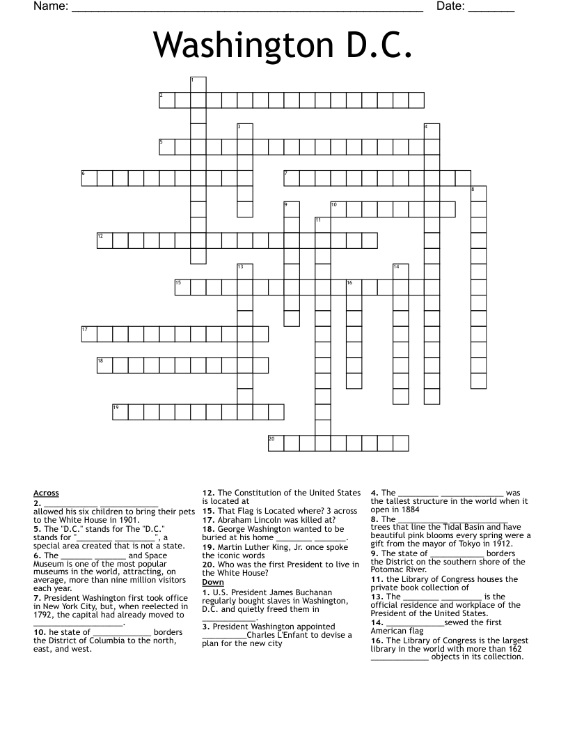 Washington D.C. Crossword