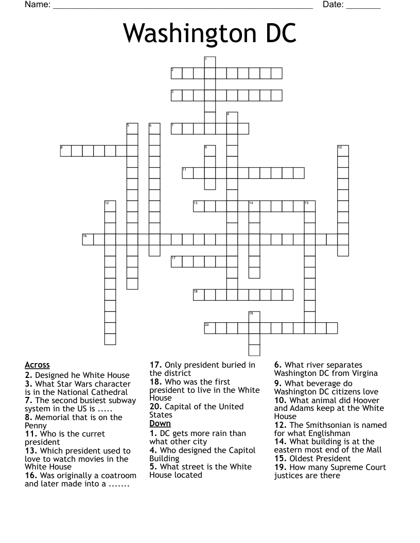 Washington DC Crossword