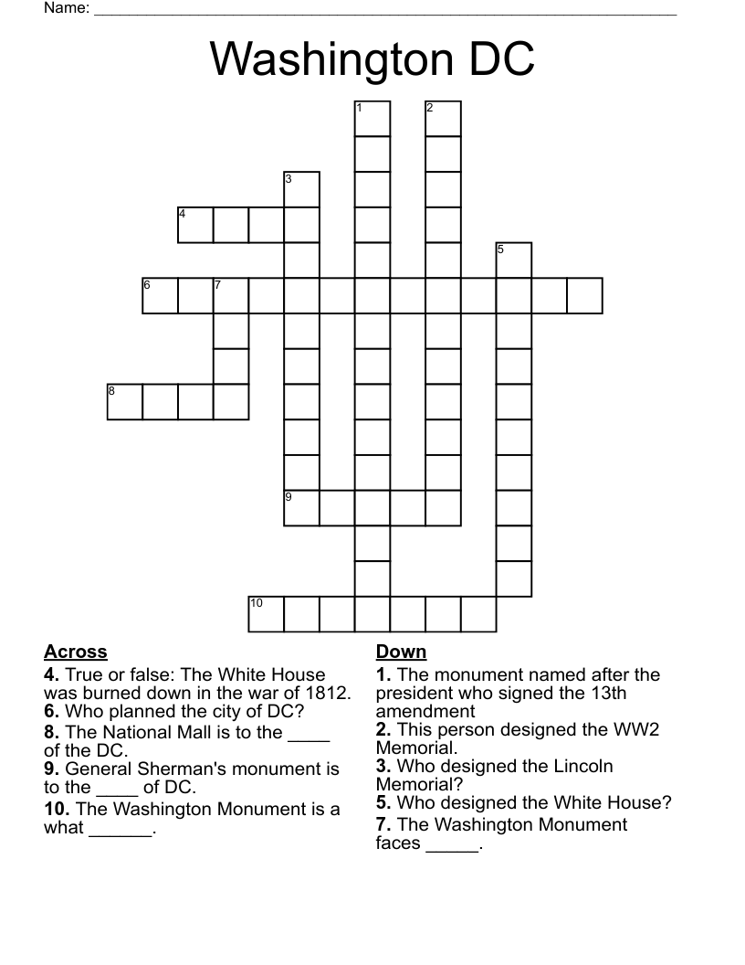 Washington DC Crossword