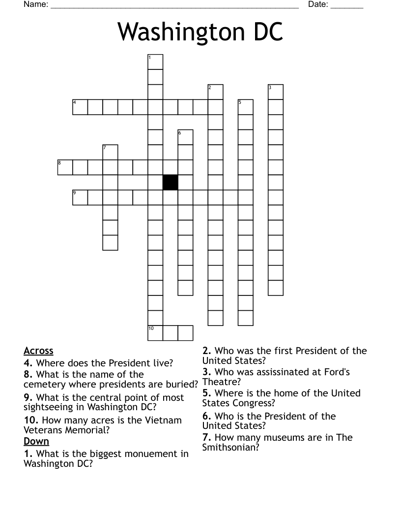 Washington DC Crossword