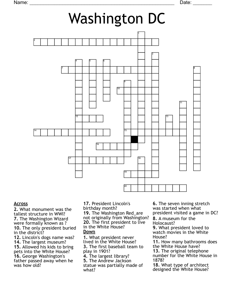 Washington DC Crossword