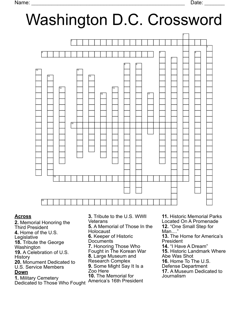Washington D.C. Crossword