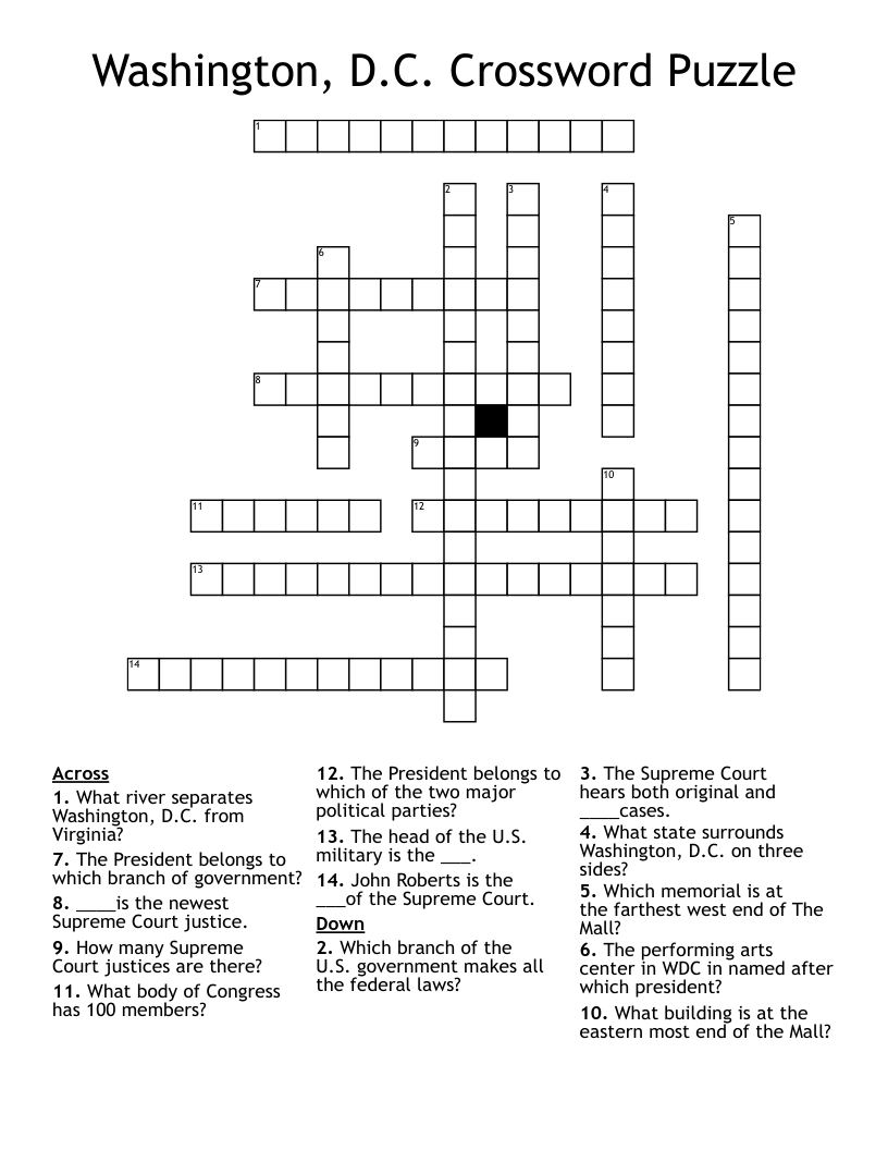 Washington, D.C. Crossword Puzzle
