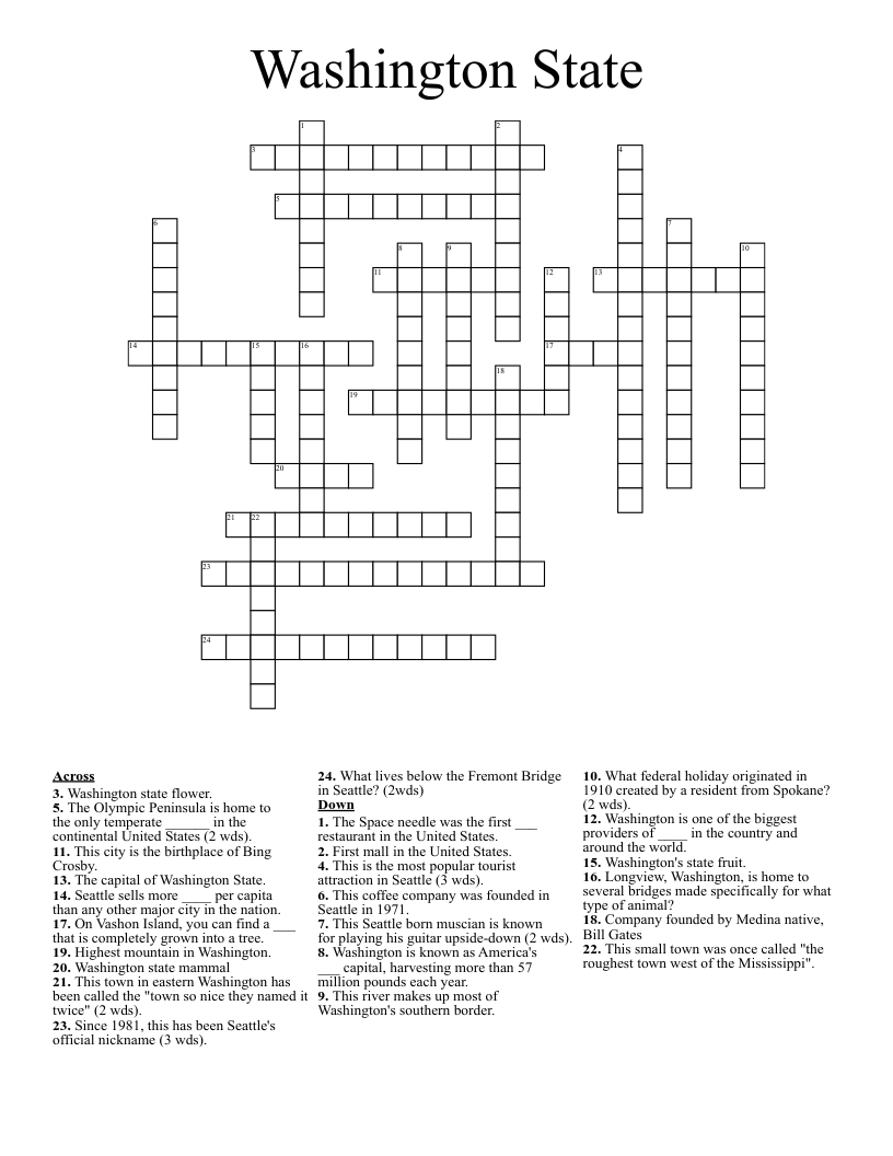 Washington State Crossword