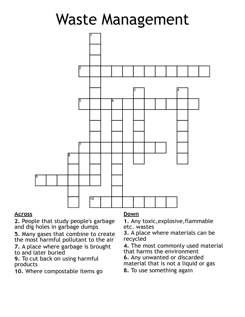 Waste Management Crossword