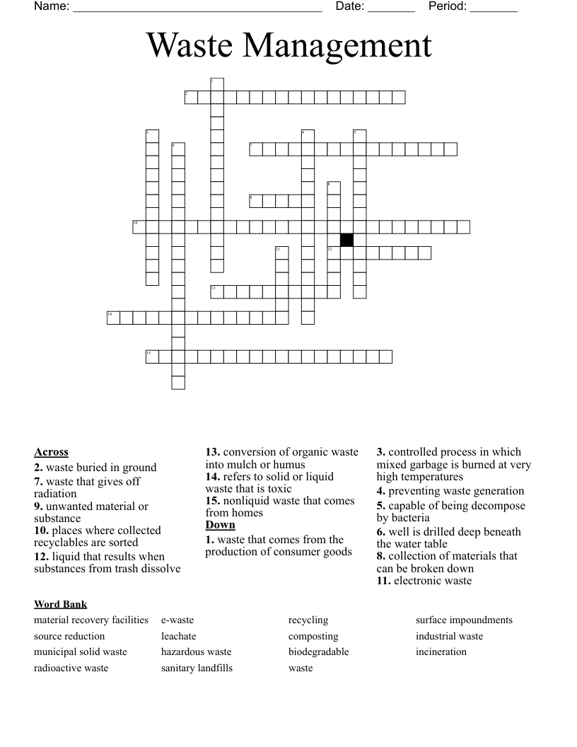 Waste Management Crossword