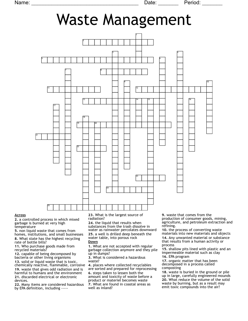Waste Management Crossword