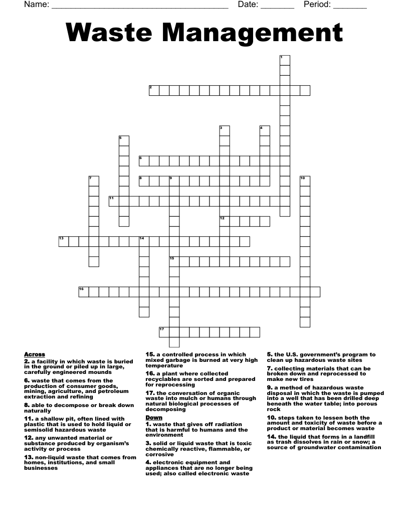Waste Management Crossword