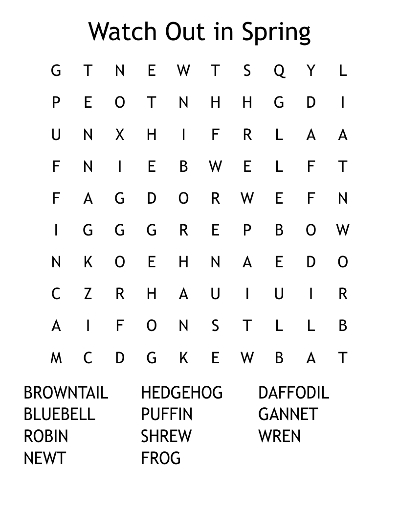 Watch Out in Spring Word Search
