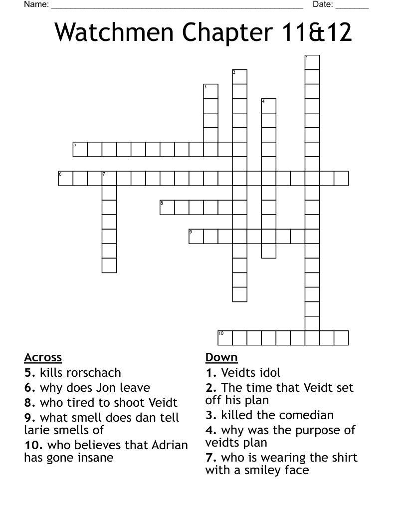 Watchmen Chapter 11&12 Crossword