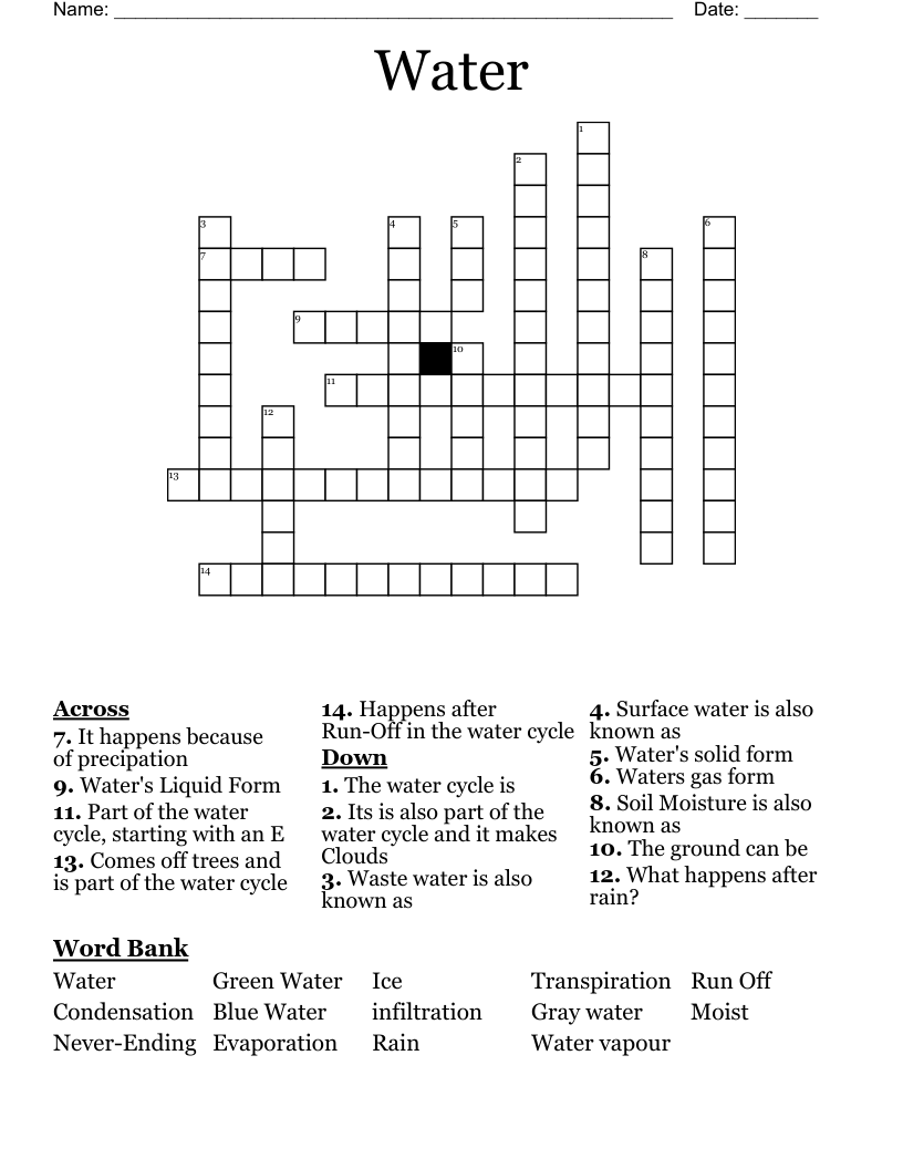 Water Crossword