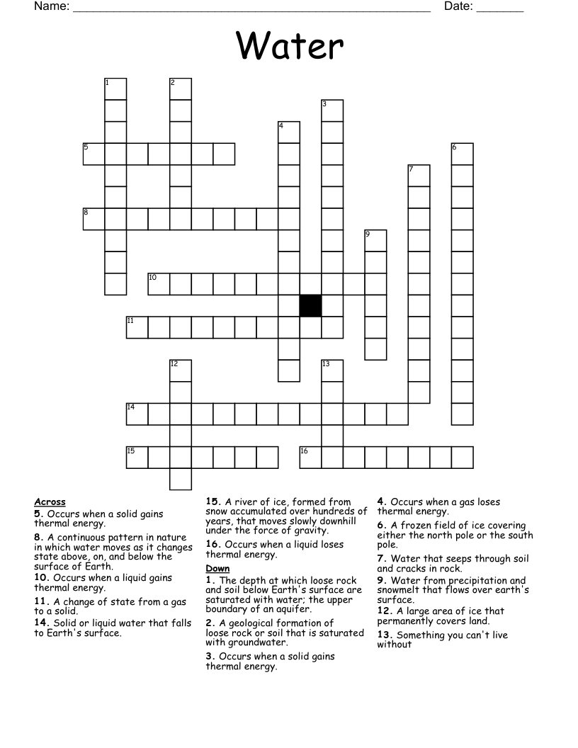 Water Crossword