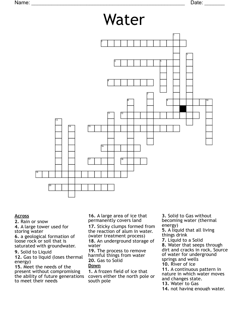 Water Crossword