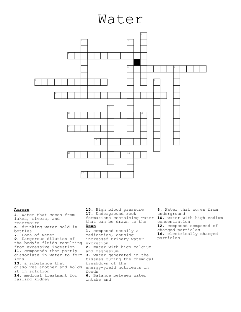 Water Crossword