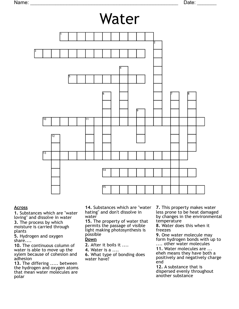 Water Crossword