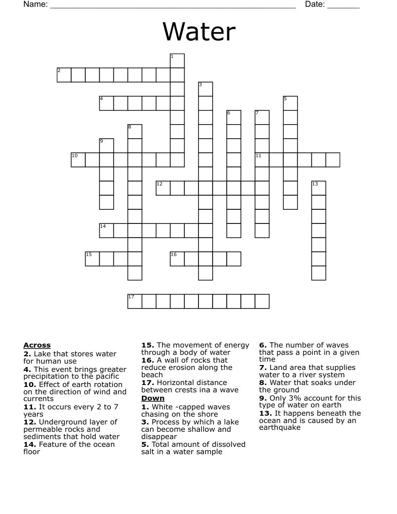 Water Crossword