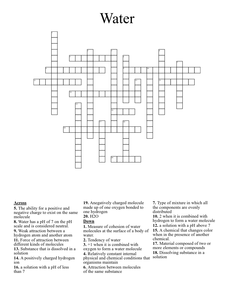 Water Crossword