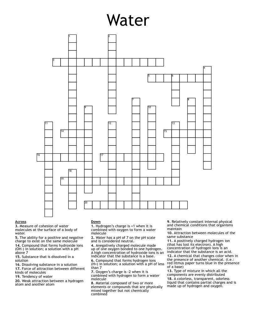 Water Crossword