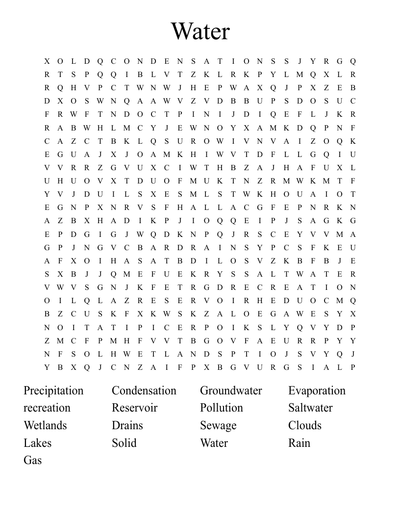 Water Word Search