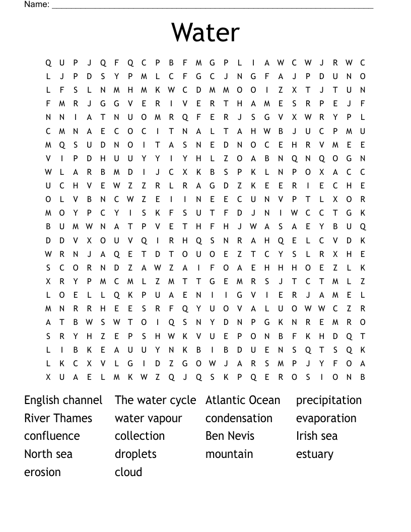 Water Word Search