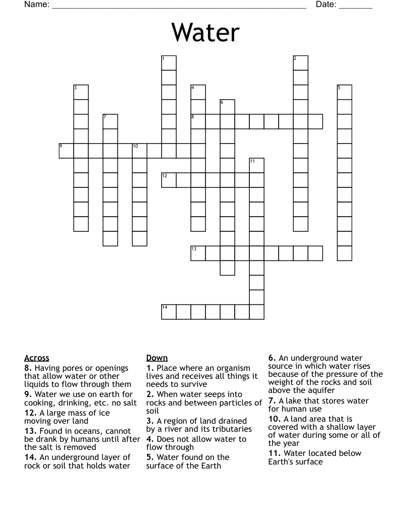 Water Crossword